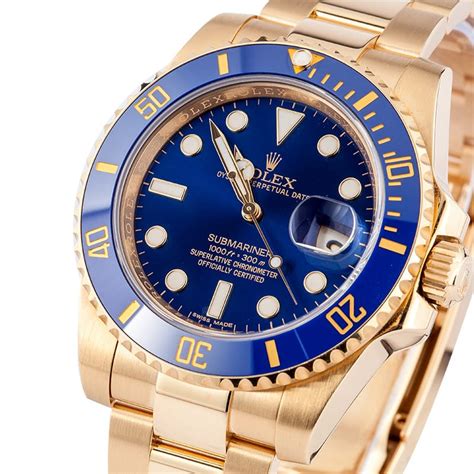 rolex blu e oro indossato|rolex submariner blue dial.